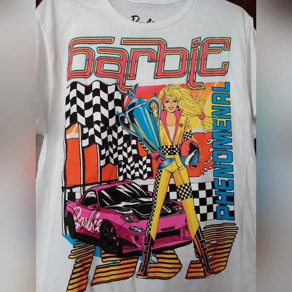 NWOT-Barbie " Phenomenal 1959"Hot Pink Race Car Tee Shirt - Picture 2 of 3